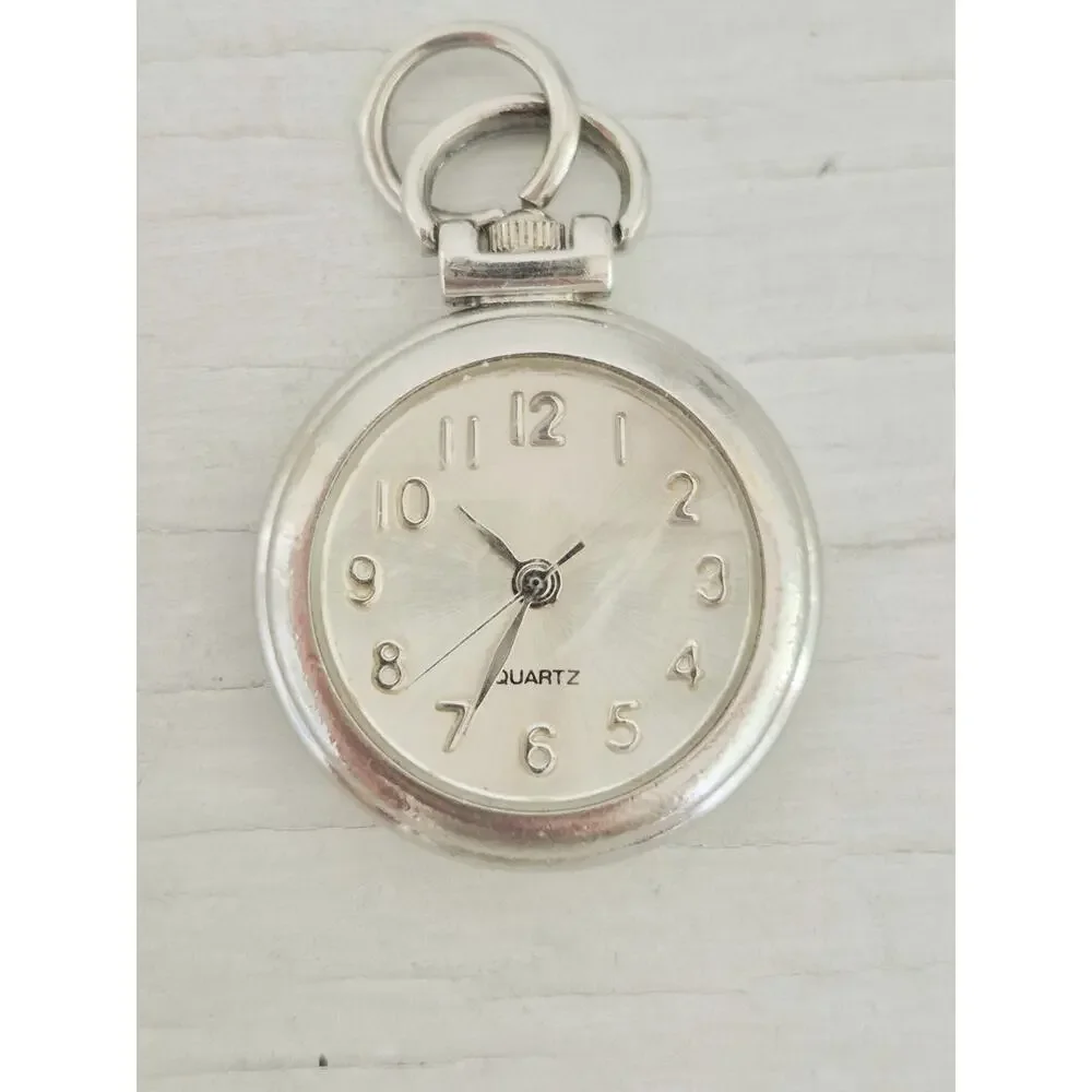 Vintage Mini Silver-Tone Quartz Pocket Watch